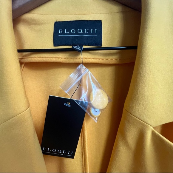 New ELOQUII Peplum Stretch Work Blazer Marigold Yellow Plus 26 Double Breasted - Picture 6 of 16